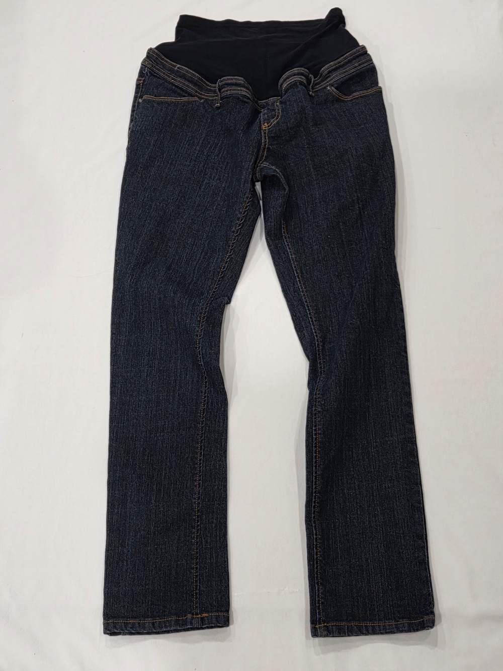 Duo Maternity Women's Size Medium M Dark Wash Straight Leg Over Belly Panel Jean